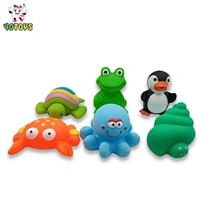 Child Rubber Toy Toddler Baby Bathtub Water Squirter Bathroom Time Shower Toy Set Terrestrial Creatures Bath Toy Animal