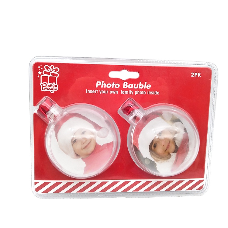 plastic christmas ball ornaments Xmas photo frame for tree decoration christmas photo frame for kids