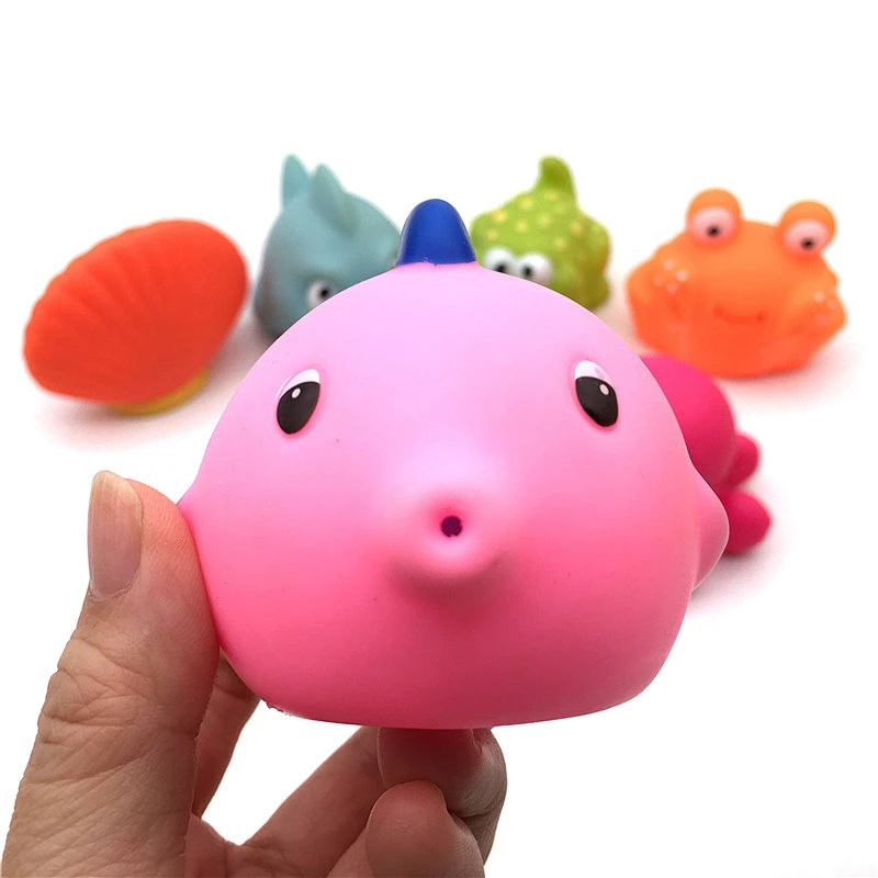 Fishing Game Sea Animal rubber duck bulk assortment Figure water Squirt Bath Tub Toy Set for Kids Gift