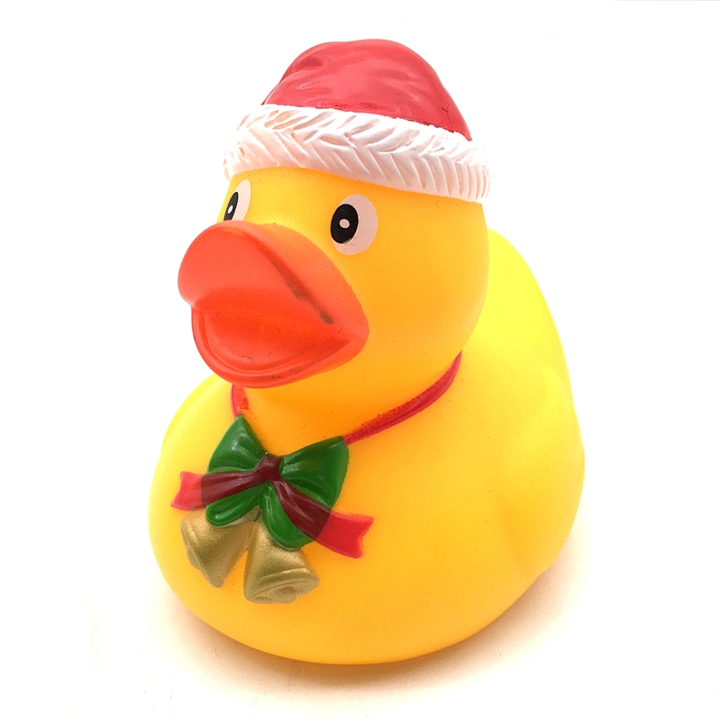 Navidad Custom Christmas Vinyl Animal Little Rubber Plastic Duck water Bath Toys for Baby shower gift