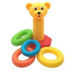 Plastic Diy Stacking Up Animal Teddy Bear Floating Montessori Educational Bath Toys for Baby Infant