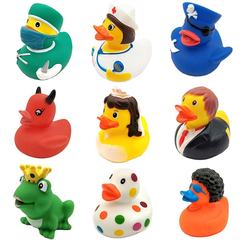 Custom PVC  Plastic Duckie  Rubber Duck with Sound Floating Squeaky Shower Bath Toy Rubber Duck for Kids