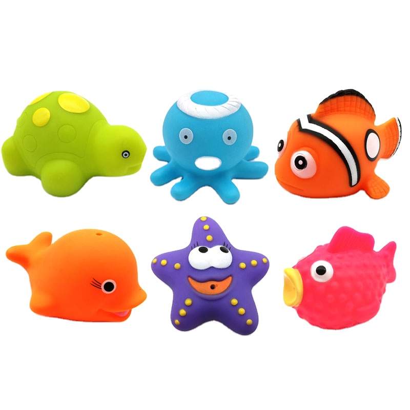 Eco-friendly Plastic Rubber Small Sea Fish Dolphin Animal Pvc Vinyl Baby Bath Toys Sets for Kids Child