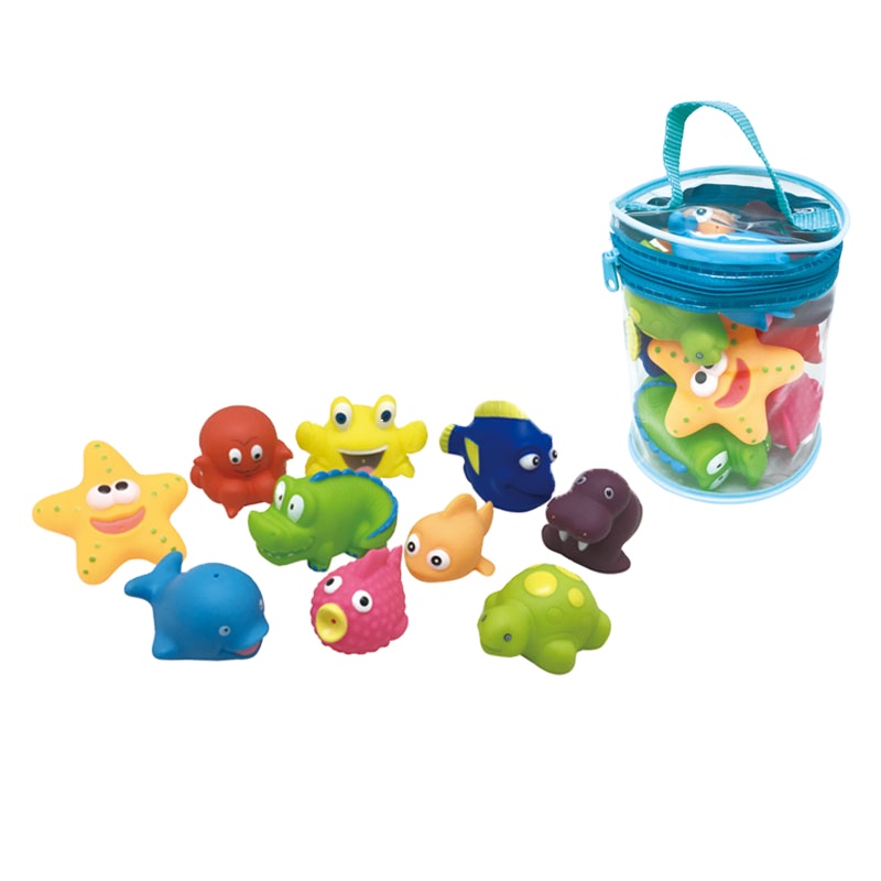 Wholesale Eco Friendly Vinyl Octopus Fish Sealife Toys Set Fountain Squirtes Bath Toys for Kids