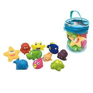 Wholesale Eco Friendly Vinyl Octopus Fish Sealife Toys Set Fountain Squirtes Bath Toys for Kids