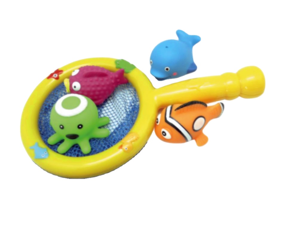 Plastic Vinyl Animal Fishing Game Bath Toy Set for Baby Shower Squirt Bathroom Fun for Toddlers Infant