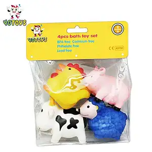 Factory Farm Animal Toy Bulk Soft Plastic Animal Toy Goat Pvc Squeeze Squirt Bath Toy Set for Kids