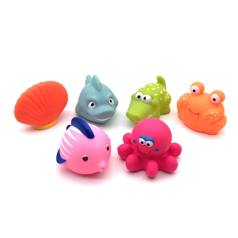 Eco Friendly Rubber Plastic Sea Animal baby Bath Fun Toys Baby Bathtub Bathroom Toy for Kids toddler