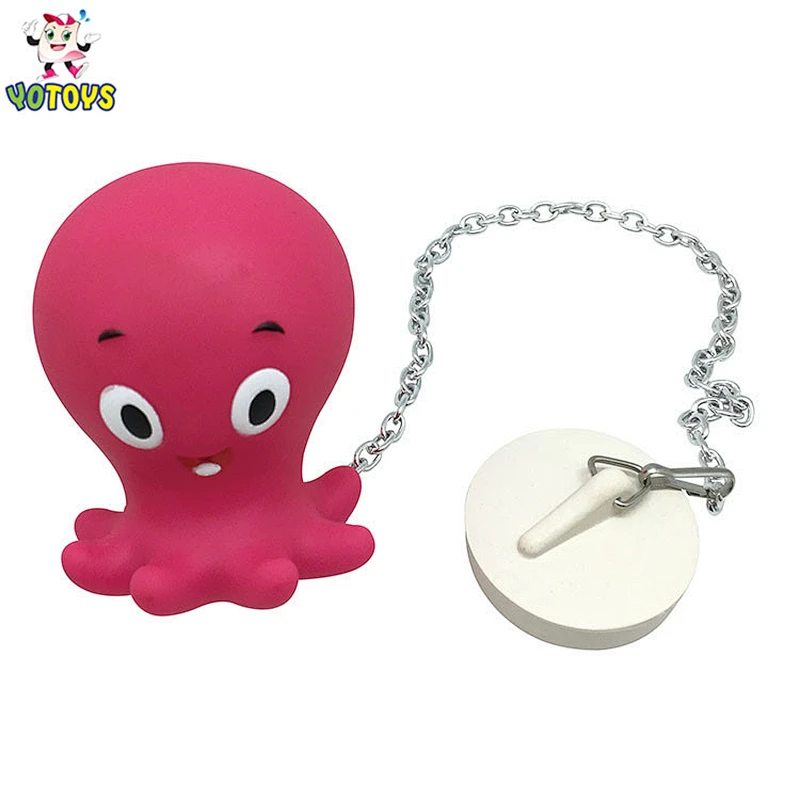 Vinyl PVC Animal Turtle Toy with Metal Chain Stopper Floating Bathbub Plug Drain Cover for Bathroom