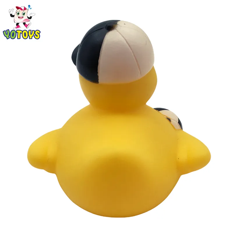 Custom Vinyl Safe eco Soft sport swimming Football rubber duck Ducky Baby Bathing Toys for Kids