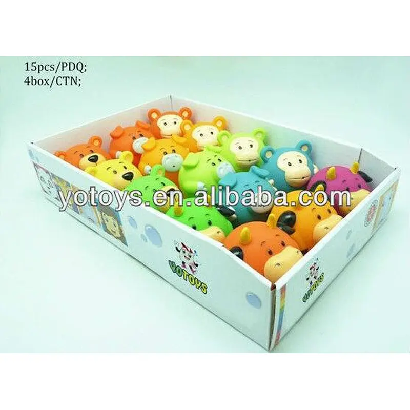 New design Lovely rubber small animal baby toys cute monkey toys zoo animal bath toy sets for children