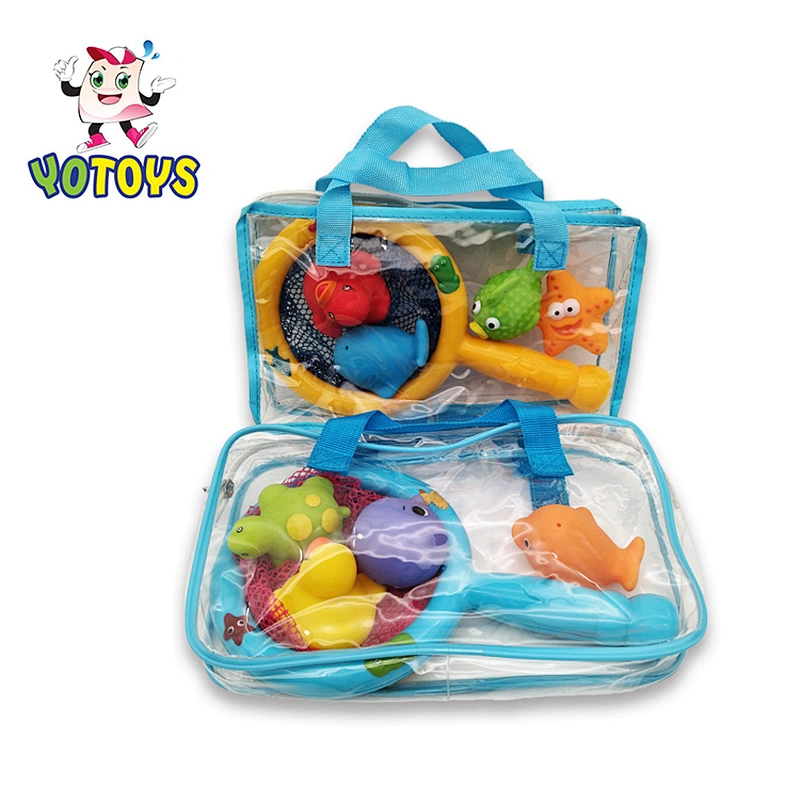 High quality Fishnet bath toys sea animal sea star octopus bath toy, plastic frog fish toys for babies