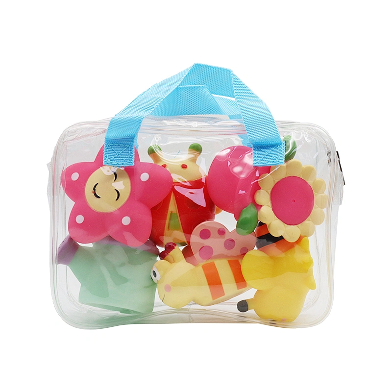 Wholesale PVC Small Garden Flower Insect Animals Baby Squirt water Bath game Toys for Kids girl gift
