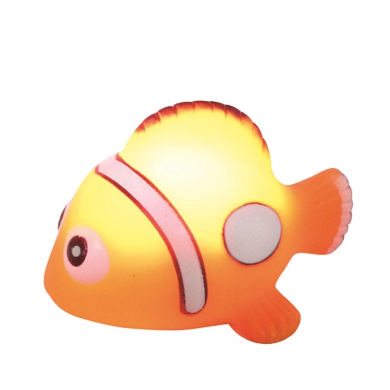 Small Sea Animal Figure Plastic Led Flashing Light Up Clown Fish Waterproof Baby Bath Toys for toddlers
