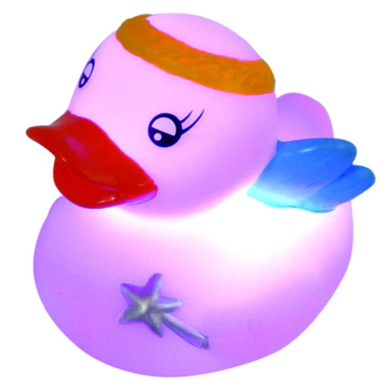 Eco Friendly Rubber PVC Small animal toys Flashing Light up Floating Duck LED Baby Bath Toys for Kids