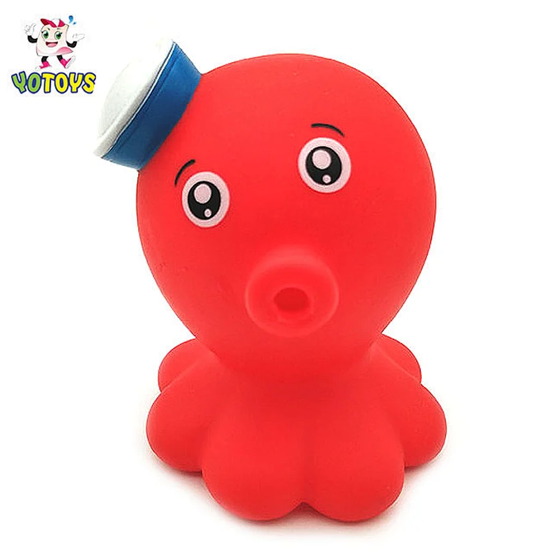 Plastic Pvc Rubber Animal Octopus  Swim Floating Light Up Water Baby Bath Toy for Toddler Infant Kid