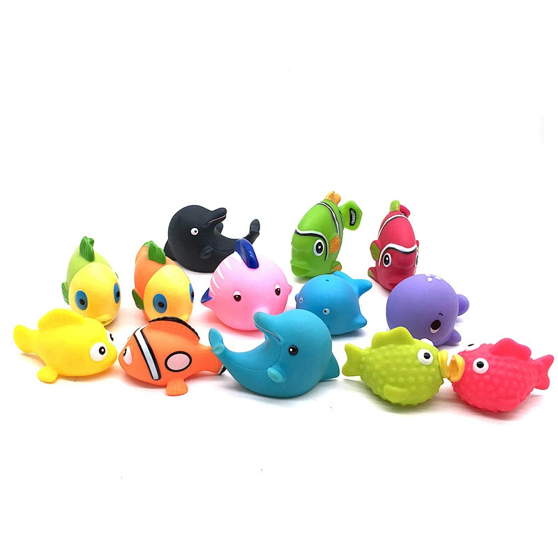Manufacturer rubber Ocean Sea Animal little fish clown Dolphin Plastic Baby Bath Toys for Kids Child