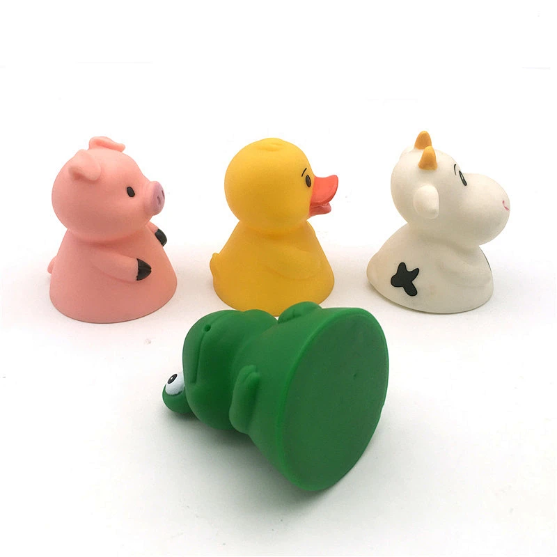 Wholesale Eco-Friendly Rubber Farm Animal figure frog chicken pig Cow squirting baby Bath Toys for child