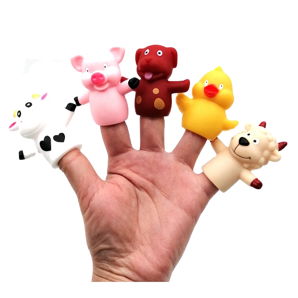 Wholesale Juguetes Cheap Mini Farm Family Animals Finger Puppet Educational Bath Toys for Kids Child