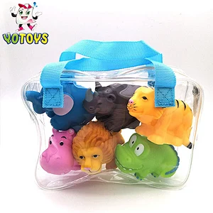 Private Customize Vinyl Plastic Forest Animal Hippo Crocodile Squirter Squeaky Bath Toy Set for Kids
