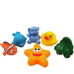 Custom Pvc Toys Elephant Crocodile Mini Sea Animal Figures Toy Rubber Duck Baby Bath Toys for Kids
