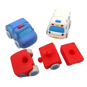 China Factory Diy Police Car Policeman Cartoon Figures Educational Connect Toys Set for Baby Boys