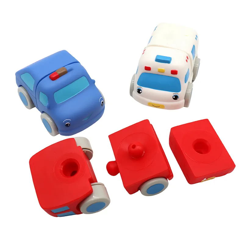 China Factory Diy Police Car Policeman Cartoon Figures Educational Connect Toys Set for Baby Boys
