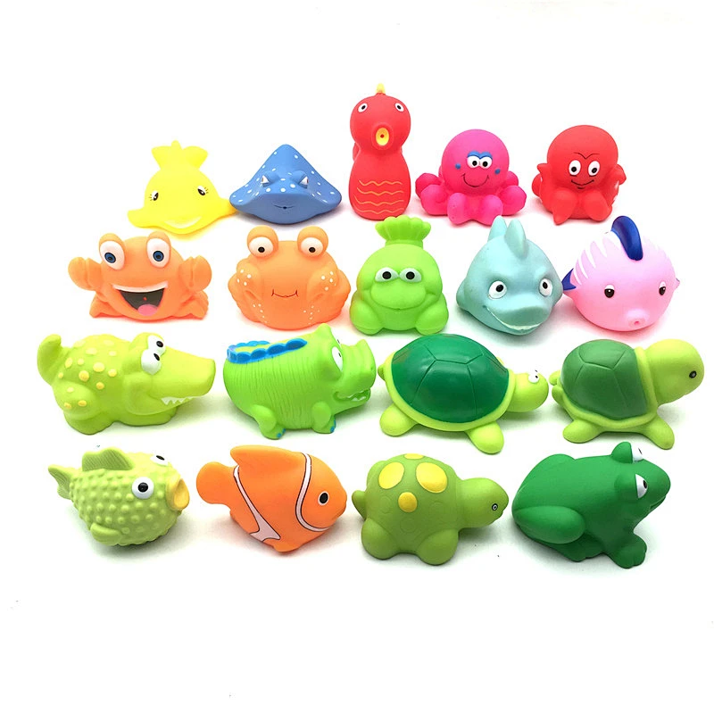 Fishing Game Sea Animal rubber duck Figure Game Toys water Squirt Bath Tub Toy Set for Kids Gift