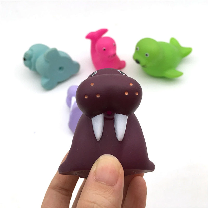 Eco friendly Wholesale Custom Ocean Sea Lion seal Animal PVC squirt Squeaky baby Bath Tub Toy for Kid
