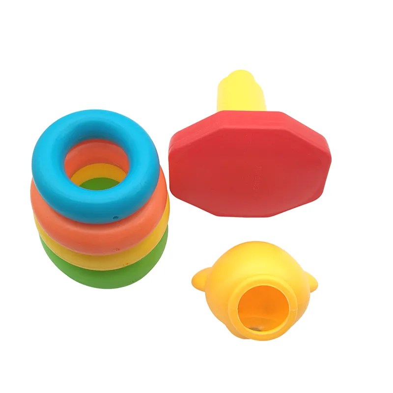 Plastic Diy Stacking Up Animal Teddy Bear Floating Montessori Educational Bath Toys for Baby Infant