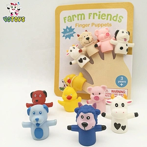 Plastic Vinyl Pvc Baby Small Farm Animal Baby Bath Toy Finger Puppet  for Kids Child Toddlers Infant
