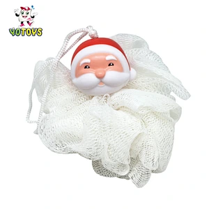 China Supplier Plastic Shower Sponge Puff Bath Ball with Small Vinyl Toy for Kids Children Toddlers