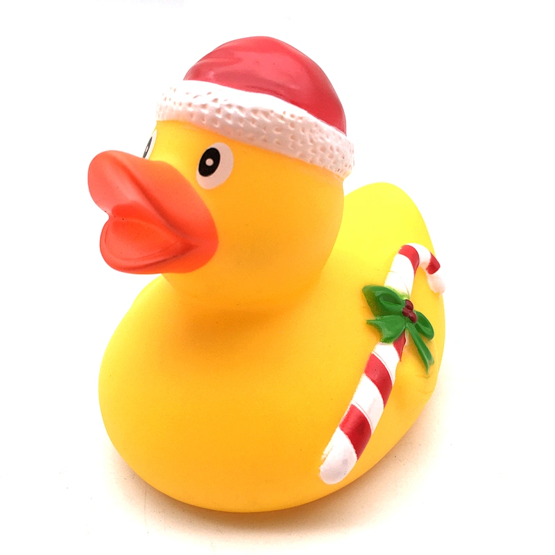Navidad Custom Christmas Vinyl Animal Little Rubber Plastic Duck water Bath Toys for Baby shower gift