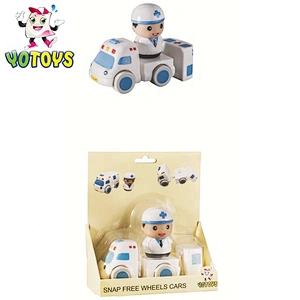 PVC vinyl Mini Firemen Figure Fire Truck Ambulance Policemen Baby Vehicle Car Toy Set for Boys Gifts