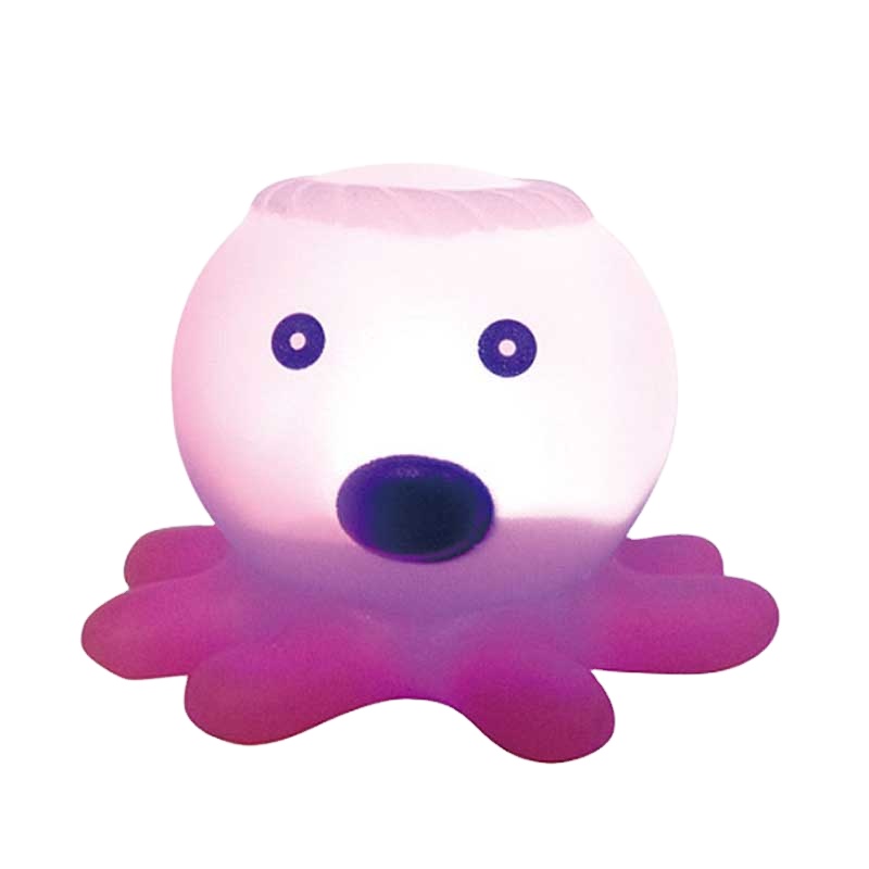 Plastic Pvc Rubber Animal Octopus  Swim Floating Light Up Water Baby Bath Toy for Toddler Infant Kid