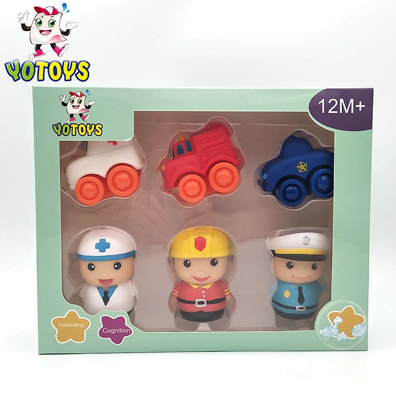 Eco Friendly Plastic Small Fireman Figure Police Car Toys Set Baby Educational Toys Set for Kids