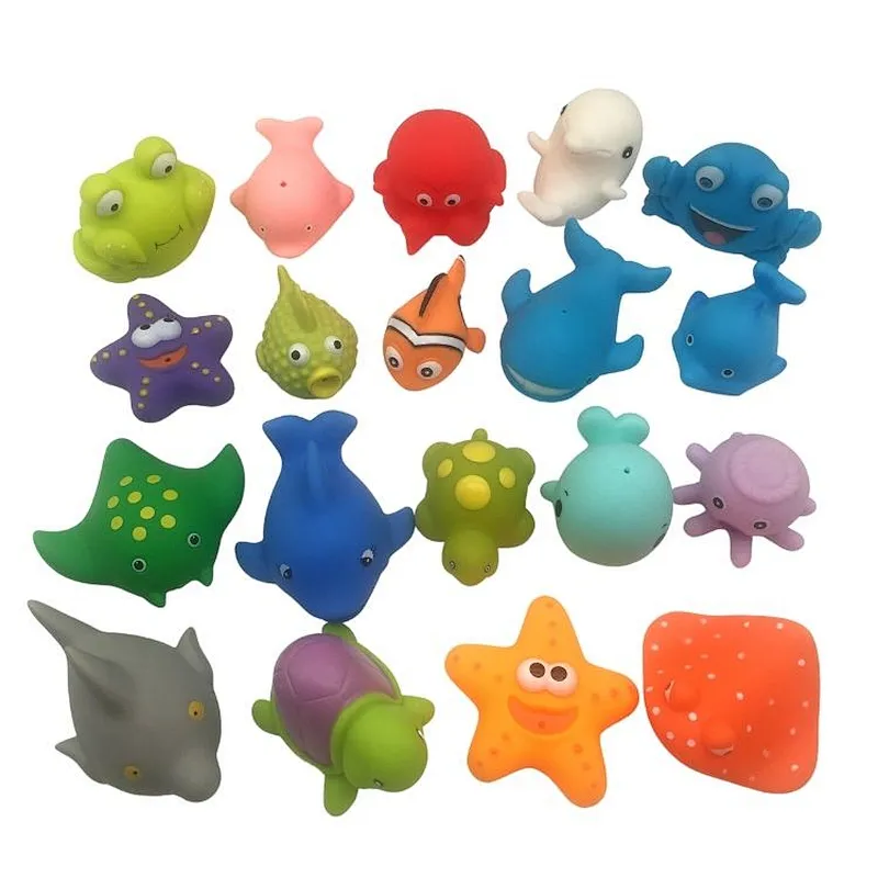 Plastic Vinyl Animal Fishing Game Bath Toy Set for Baby Shower Squirt Bathroom Fun for Toddlers Infant