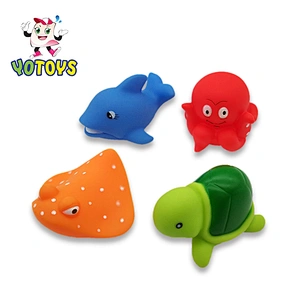 Eco-friendly PVC Rubber Duck Fish Plastic Sea Animal Toys water shower baby bath toys set for Children