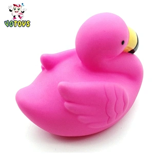 China Manufacturer Rubber Pink Flamingo Floating Squeaky Baby Bath Animal Toy for Kids Bathtub Fun