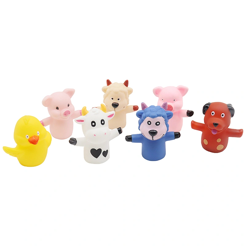 Custom Eco-friendly Rubber Farm Animal Playing Game Pens top Decoration Finger Puppets Pvc Toy for Kids