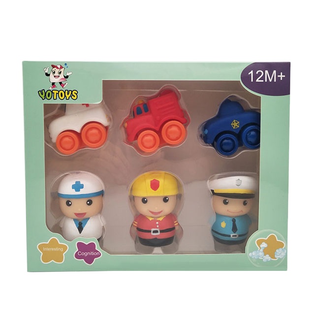 New Design police car ambulance fireman toys rubber run car plastic diy Assemble toys for kids child