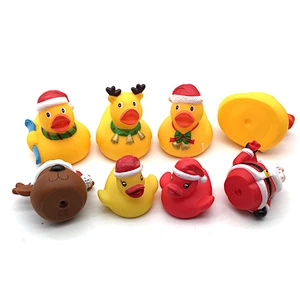 Custom Christmas Vinyl Animal Little Rubber Plastic Duck spray squirt water squeaky Bath Toys for Baby