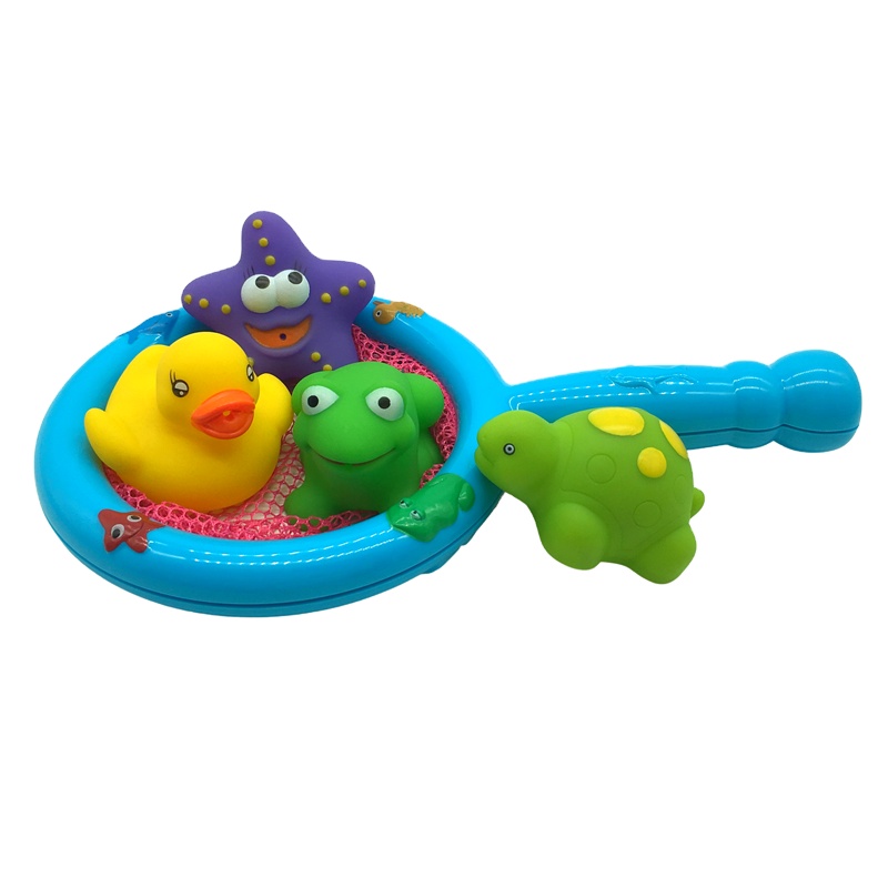 Eco Friendly Vinyl Sea Animal Frog Octapus Shark Turtle Squirters Squeaky Baby Bath Toy Set for Kids