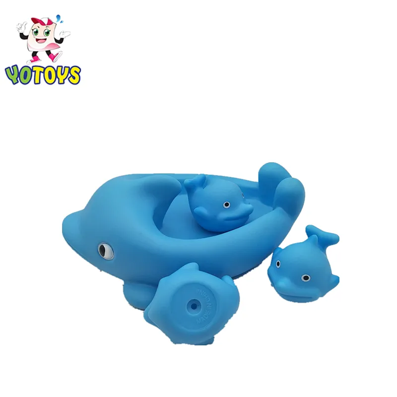Vinyl Rubber Dolphin Crocodile Floating Animal Family Baby Toys Set Squeaky Bath Toys for Kids