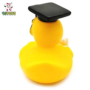 Yellow Rubber Duck with Bachelor Hat Graduation Gift student teacher character bath toys for kids