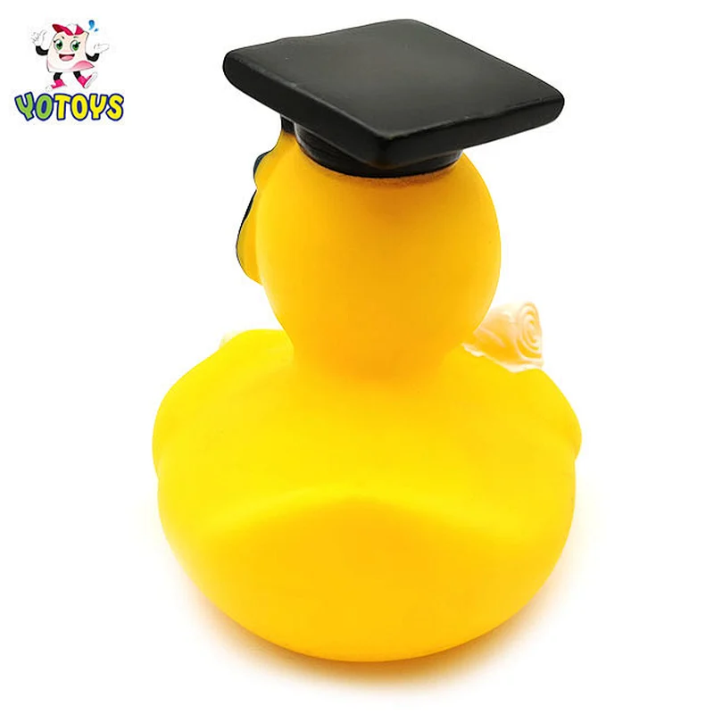 Yellow Rubber Duck with Bachelor Hat Graduation Gift student teacher character bath toys for kids