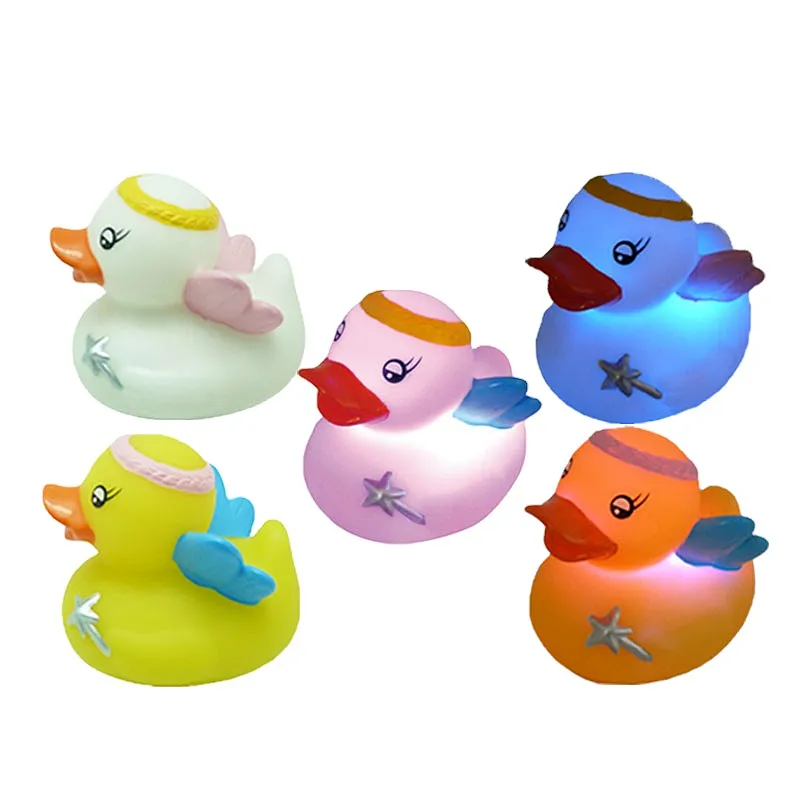Plastic Rubber Led Light Up Flashing Rubber Duck Water Baby Bath Tub Bathroom Toys for Children Girl