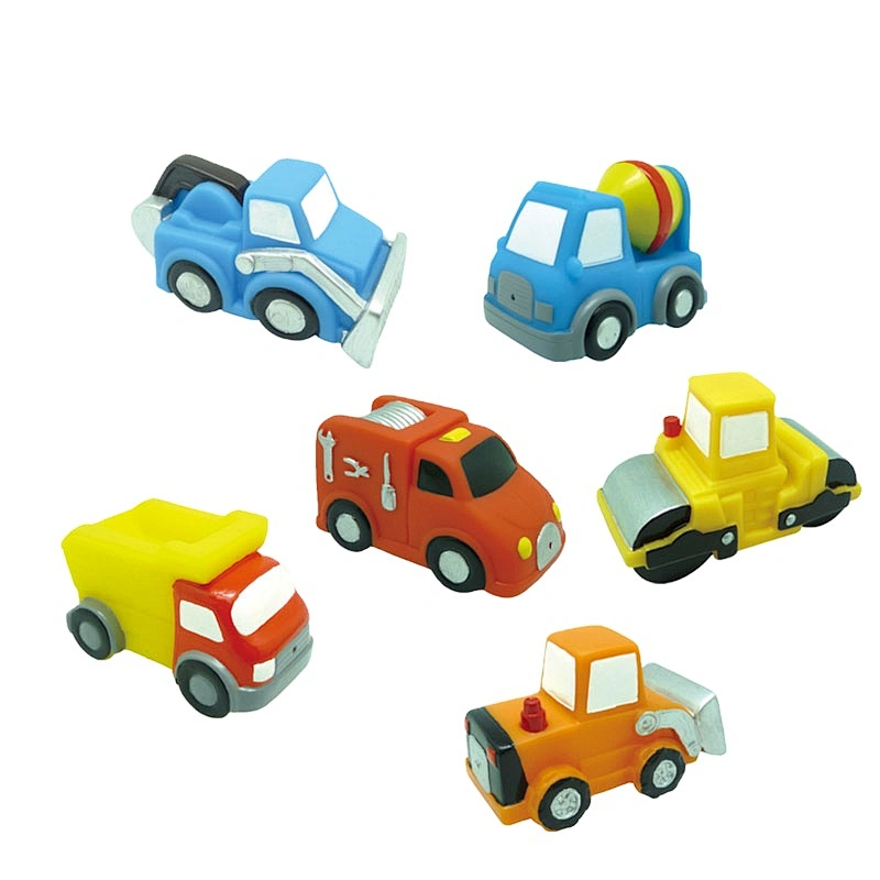 Factory Soft Plastic Mini Toy Rubber Transportation Tool Car Vehicle Squirt Bath Toy for Boy Kids Gift