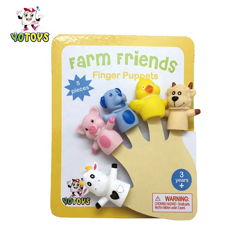 Hot Selling Manufacturer Price 5pcs Farm Animal Family Finger Puppets Bath Educational Toy for Kids