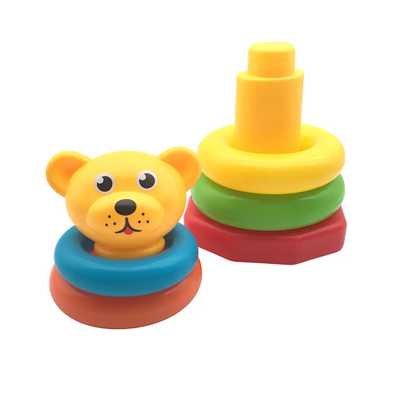 Plastic Diy Stacking Up Animal Teddy Bear Floating Montessori Educational Bath Toys for Baby Infant